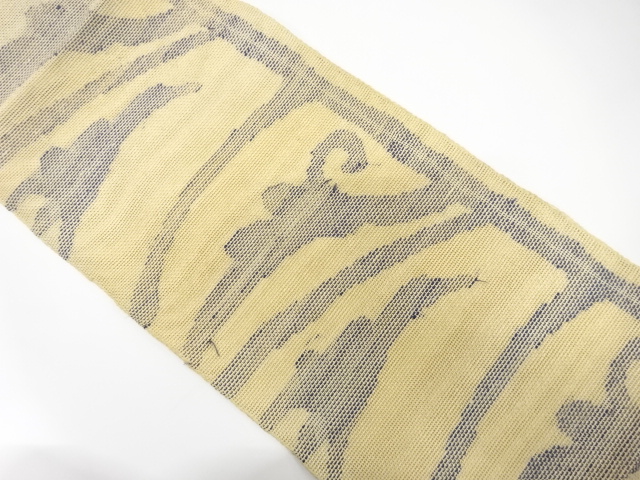 羅　唐草模様織り出し　名古屋帯